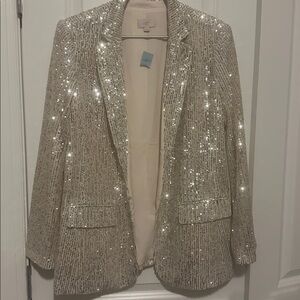 LOFT Sparkling Sequin Blazer in Cream